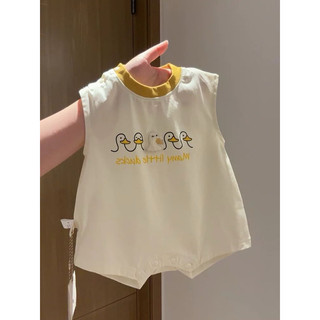 Bodysuit áo liền thân vịt con hoạt hình cotton mát mẻ thoáng khí mùa hè cho bé