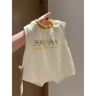 Bodysuit áo liền thân vịt con hoạt hình cotton mát mẻ thoáng khí mùa hè cho bé