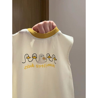 Bodysuit áo liền thân vịt con hoạt hình cotton mát mẻ thoáng khí mùa hè cho bé