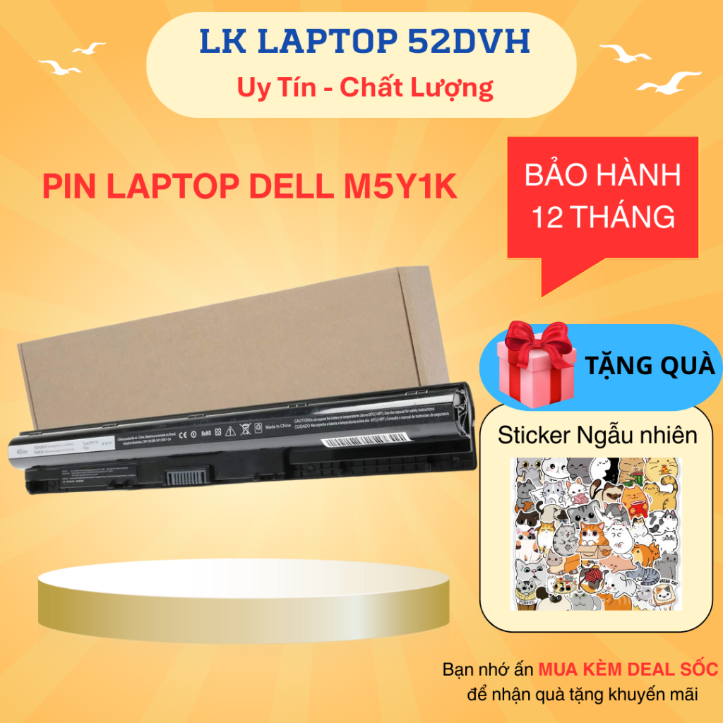 Pin Dell Inspiron 3558 3459 3451 3452 3458  5558 5559 3465 3467 3468 5451 5458 5459 3551 3552 3555 M5Y1K Mới 100%