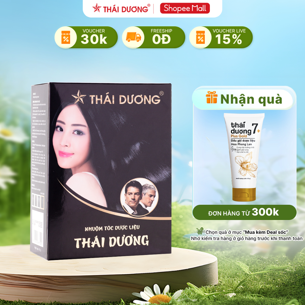 Ảnh Bột nhuộm tóc thảo dược màu đen, nhuộm phủ bạc Sao Thái Dương hộp 5 gói - Sao Thái Dương 1