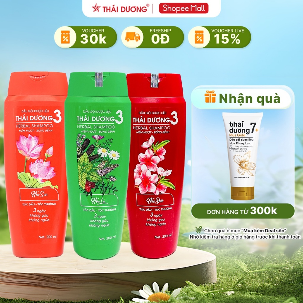 Ảnh Dầu gội và dầu xả dược liệu Thái Dương 3 / 3 Gold Chai 200ml - Sao Thái Dương 1