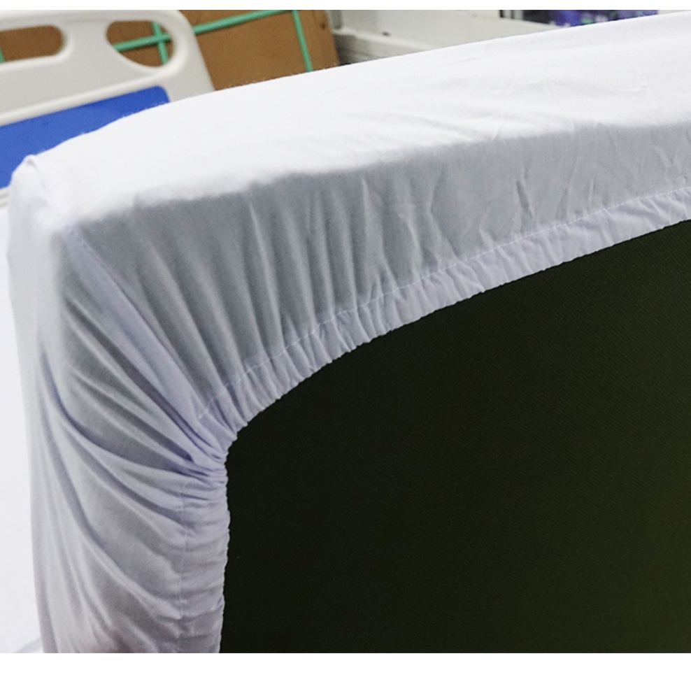 Ga trải giường vải kate màu trắng có thun bo góc, dễ giặt an toàn cho da  90cm x1,9m và 1m x 2m.  Drap giường Có Chun