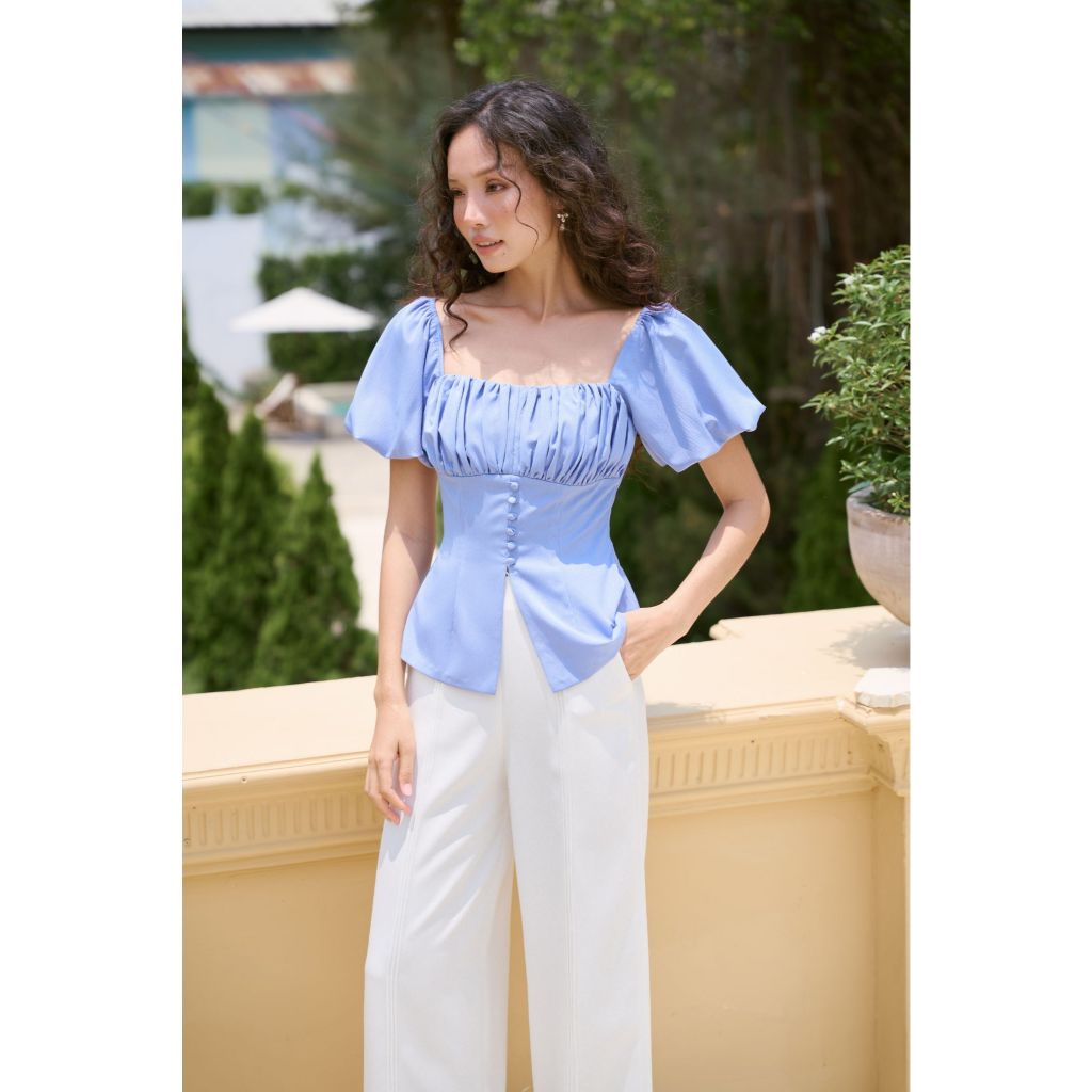 Vella Fashion - áo tay bí và quần culottes suông  VA25036 VQ25037