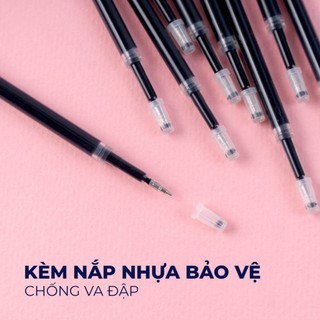 Set 10 Ruột Bút Gel Bấm 0.5mm, Ngòi Bút Gel ST 2 Bi CLASSMATE Mực Xanh Đen Nét Trơn Dùng Cho Bút Gel Bấm CL-GR105