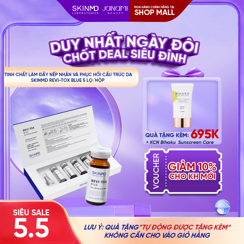 Ảnh Tinh chất làm đầy nếp nhăn và phục hồi cấu trúc da SKINMD REVI-TOX BLUE Pro-Lifting Activator 10ml x 5 lọ 1