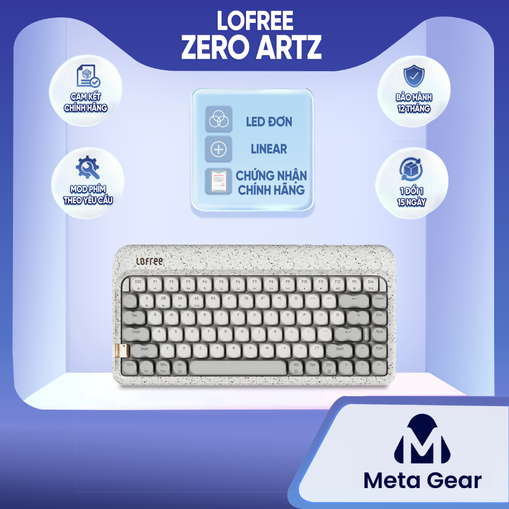 [CHÍNH HÃNG] Bàn phím cơ Lofree Zero Artz - Led đơn, Hotswap, 3 mode kết nối, Bảo hành 12 tháng