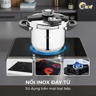 Nồi áp suất Hare HR PA2106 inox 304 dùng trên mọi loại bếp, tặng kèm nắp kính và gioăng cao su