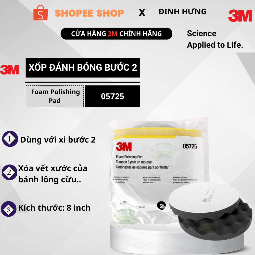 Phớt xốp đánh bóng bước 2-05725 3M. | Shopee Việt Nam