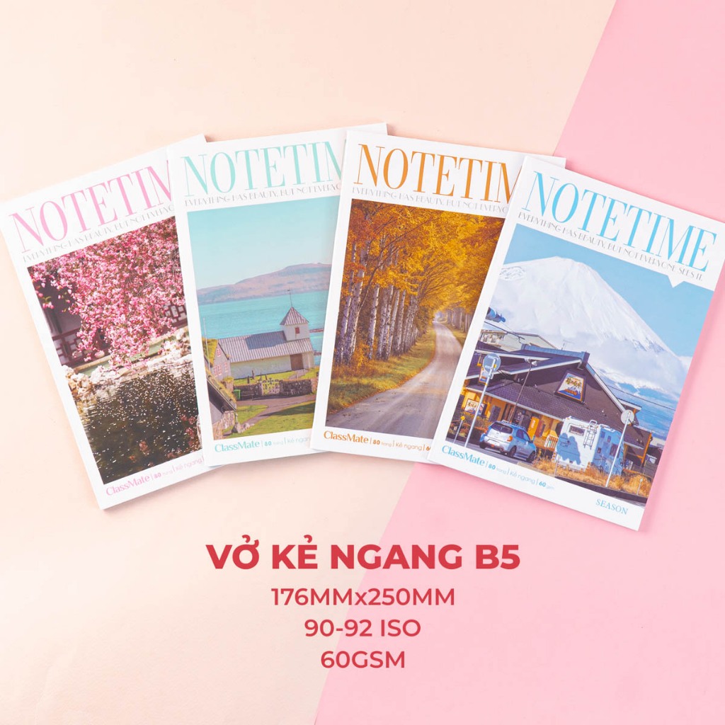 Vở Kẻ Ngang Classmate Vở B5 60/70gsm Giấy Mịn Travel Du Lịch 80/120/200 Trang Tập Sinh Viên Ghi Chép Vở Bài Tập NB5
