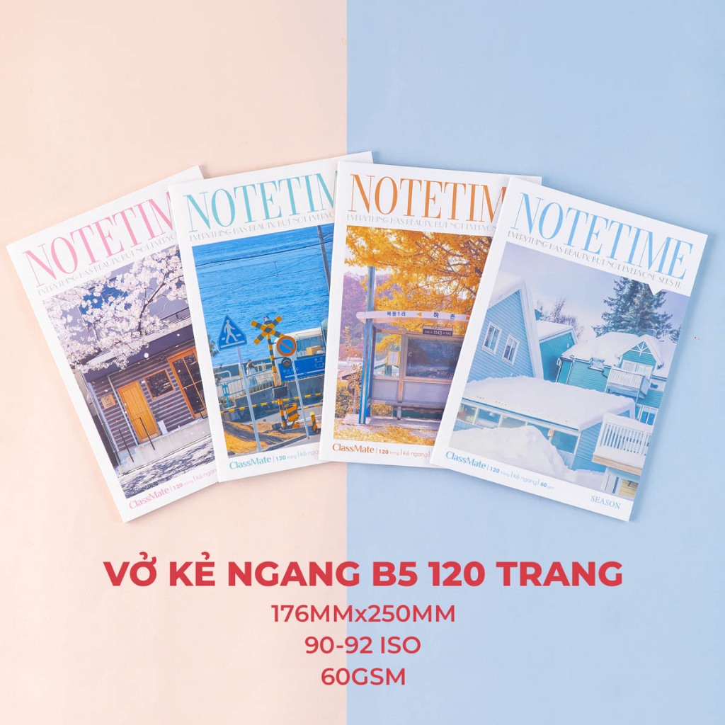 Vở Kẻ Ngang Classmate Vở B5 60/70gsm Giấy Mịn Travel Du Lịch 80/120/200 Trang Tập Sinh Viên Ghi Chép Vở Bài Tập NB5