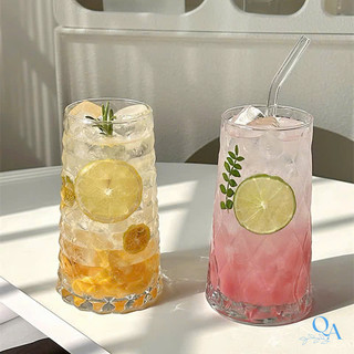 Ly thủy tinh chịu nhiệt dáng tháp họa tiết kim cương, ly cà phê, cocktail, sinh tố, nước ép 500ml