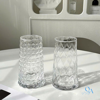 Ly thủy tinh chịu nhiệt dáng tháp họa tiết kim cương, ly cà phê, cocktail, sinh tố, nước ép 500ml