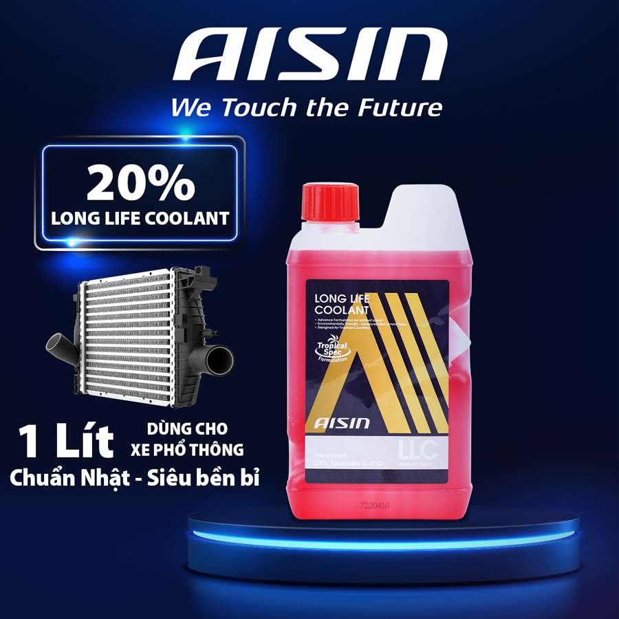 Nước Làm Mát Giải Nhiệt Động Cơ Xe Màu Đỏ AISIN Long Life Coolant 20% 1 Lít LCPM20A1LR Phù Hợp Cho Nhiều Dòng Xe