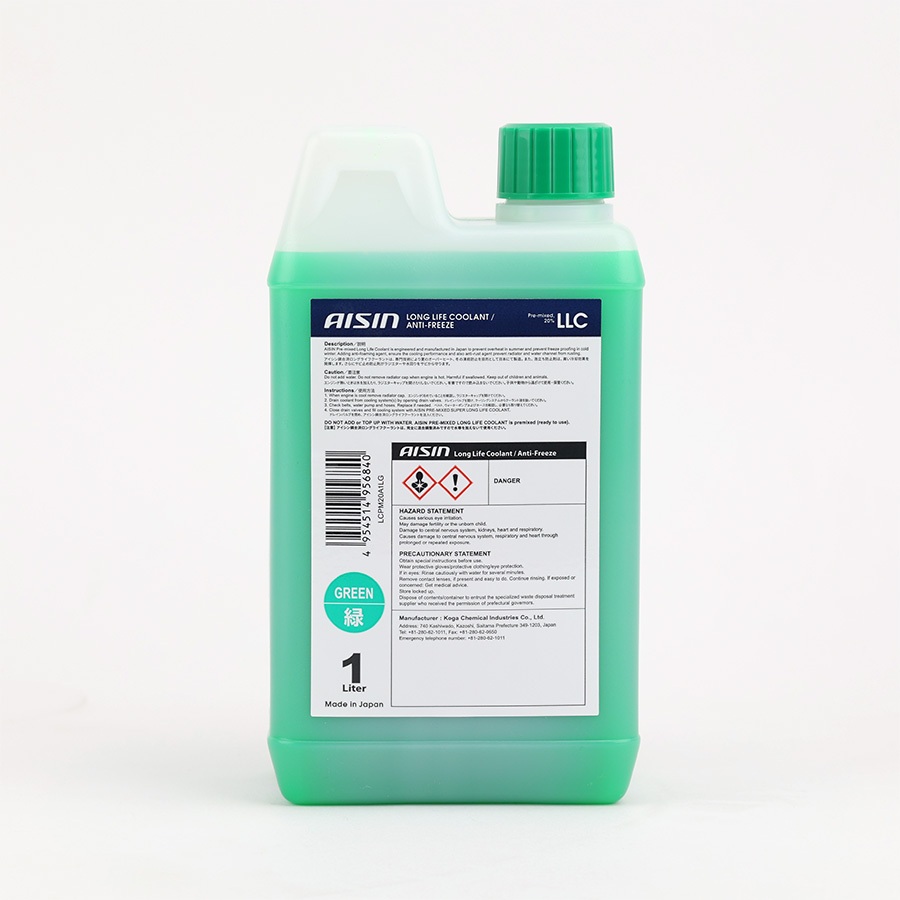 Nước Làm Mát Động Cơ Màu Xanh Lá AISIN Long Life Coolant 20% 1 Lít LCPM20A1LG