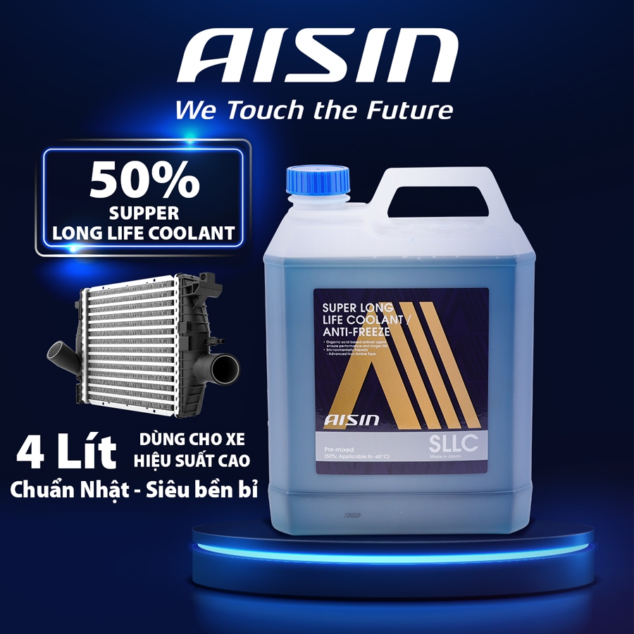 Nước Làm Mát Giải Nhiệt Động Cơ Màu Xanh Dương AISIN Super Long Life Coolant 50% 4 Lít SCPM50A4LB Dùng Cho Ô Tô Xe Máy