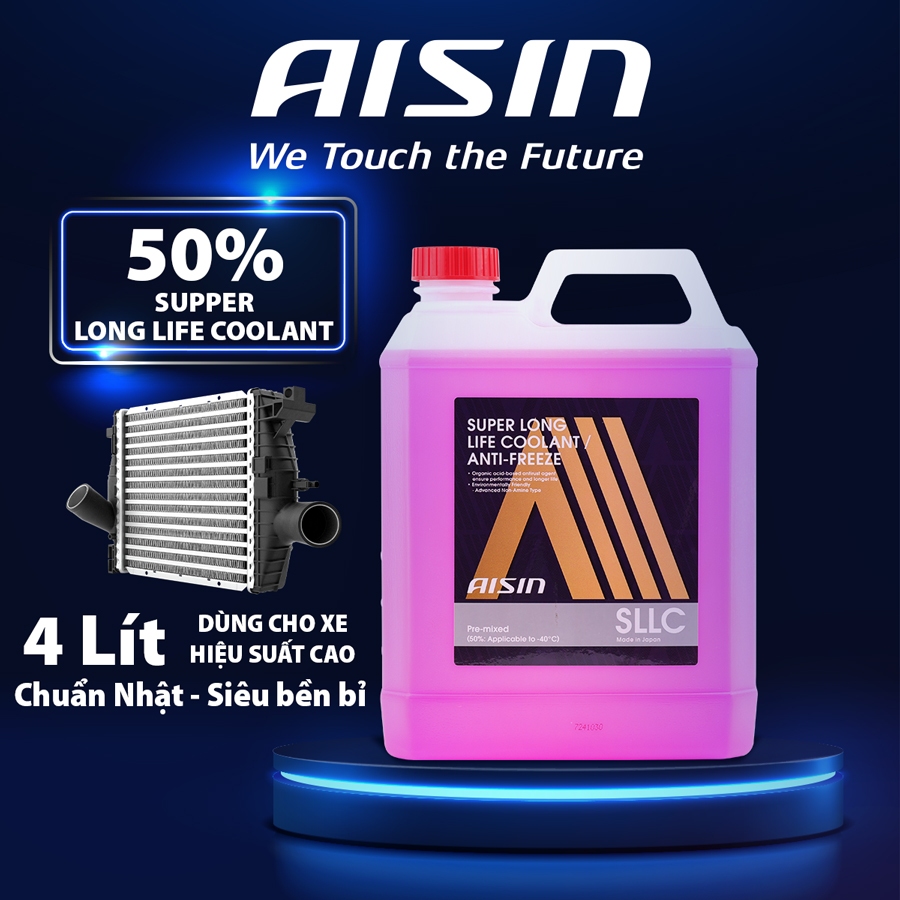 Nước Làm Mát Giải Nhiệt Động Cơ Màu Hồng AISIN Super Long Life Coolant 50% 4 Lít SCPM50A4LPK Dùng Cho Ô Tô Xe Máy