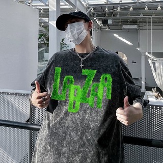 LOCAL BRAND Áo thun Wash LADZZA Phong Cách Unisex Form Rộng / Áo thun LADZZA Phông Màu Phong Cách Âu Mỹ