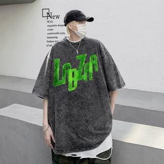LOCAL BRAND Áo thun Wash LADZZA Phong Cách Unisex Form Rộng / Áo thun LADZZA Phông Màu Phong Cách Âu Mỹ