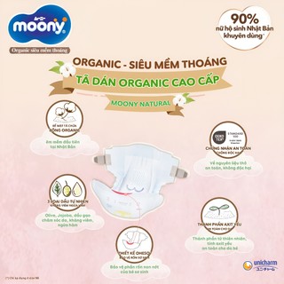 Tã Dán/Quần Moony Natural, Dịu Nhẹ/ Blue - Sợi Bông Organic Siêu Mềm Thoáng Size NB/S/M/L/XL/XXL