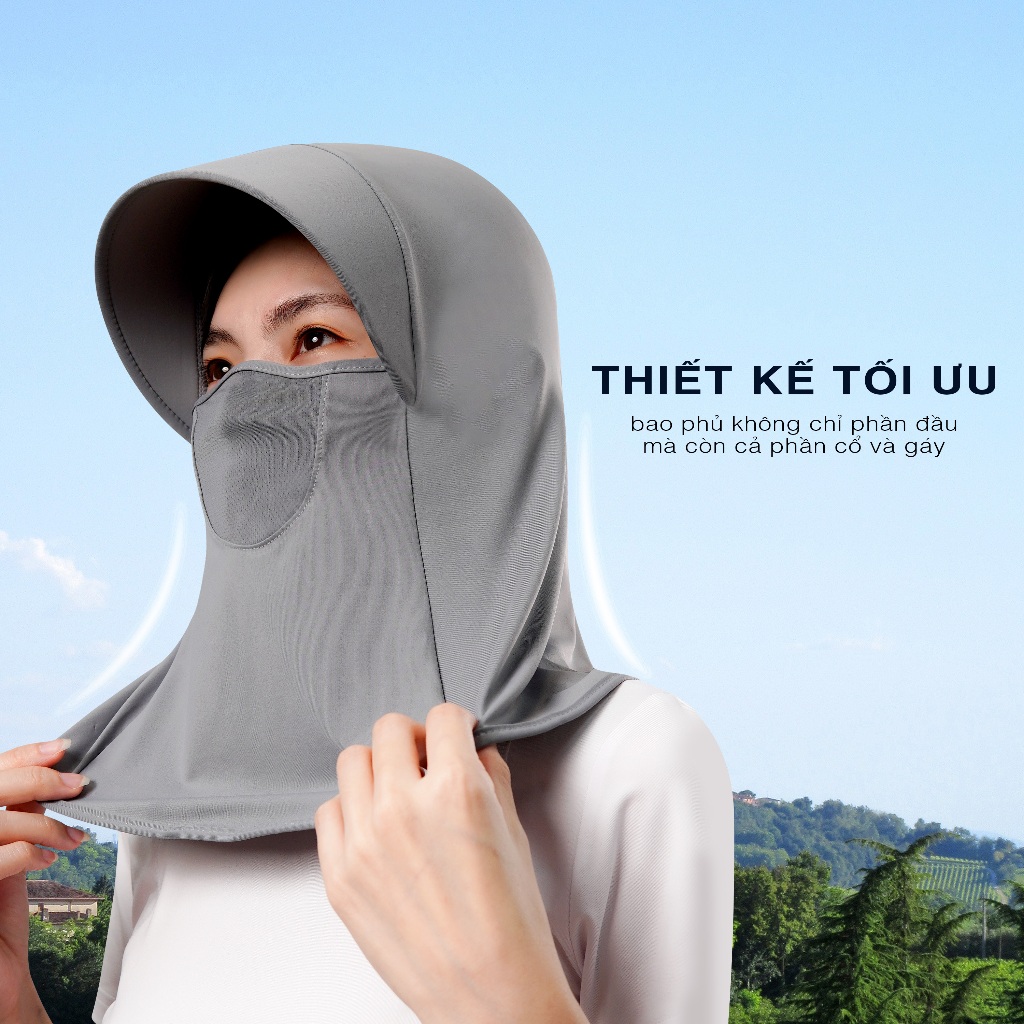 Mũ Trùm Đầu Chống Nắng Nữ Đạt Chuẩn UPF50+ Kèm Khẩu Trang Thoáng Khí UPPER YOU Mịn Mát Mỏng Nhẹ - FM04