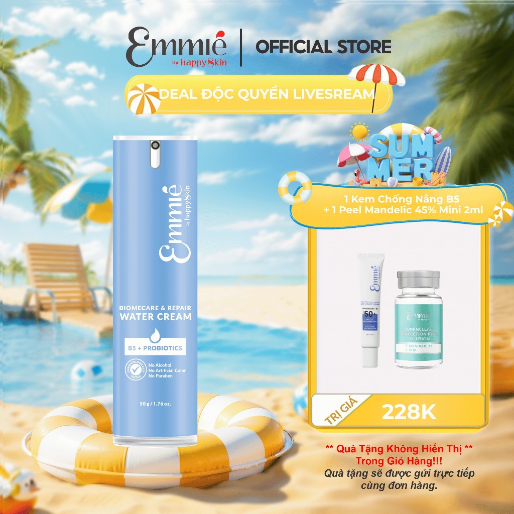 Ảnh Kem Dưỡng ẩm Phục hồi Chuyên sâu Biomecare & Repair Water Cream B5 + Bifida Emmié by Happyskin 50ml 1