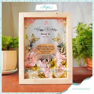 Set hộp quà khung ảnh hoa khô handmade tặng bạn sinh nhật bạn, người yêu, crush, chúc mừng sinh nhật