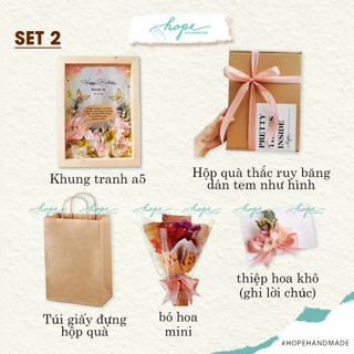 Set hộp quà khung ảnh hoa khô handmade tặng bạn sinh nhật bạn, người yêu, crush, chúc mừng sinh nhật
