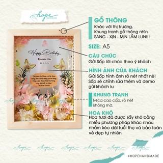 Set hộp quà khung ảnh hoa khô handmade tặng bạn sinh nhật bạn, người yêu, crush, chúc mừng sinh nhật