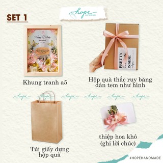 Set hộp quà khung ảnh hoa khô handmade tặng bạn sinh nhật bạn, người yêu, crush, chúc mừng sinh nhật