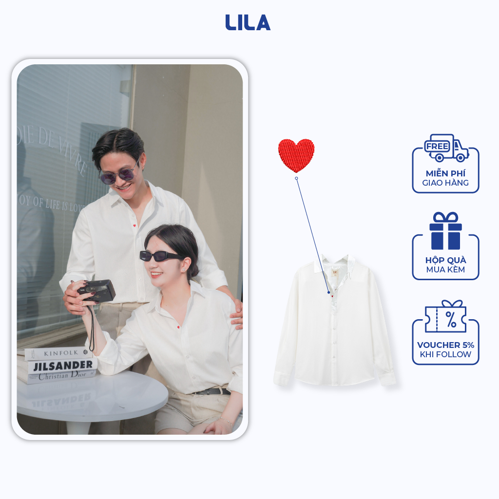Áo sơ mi nam nữ dài tay Heartshirt LILA form suông vải Oxford Premium không nhăn trẻ trung, Hàn Quốc