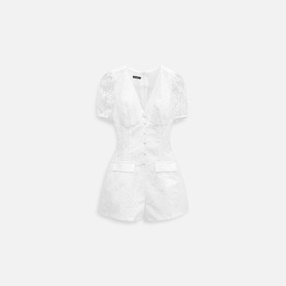 Jumpsuit Nữ Short Sleeve Lace Romper, Chất Vải Ren Cotton Phối Phi Taffta,WJS008, SOME HOW STORE