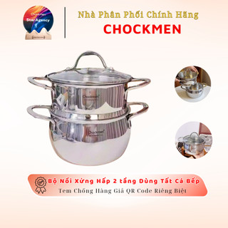 Xửng Hấp Chockmen 2 Tầng Dùng Tất Cả Bếp, Bộ Nồi Xửng Inox Cao Cấp