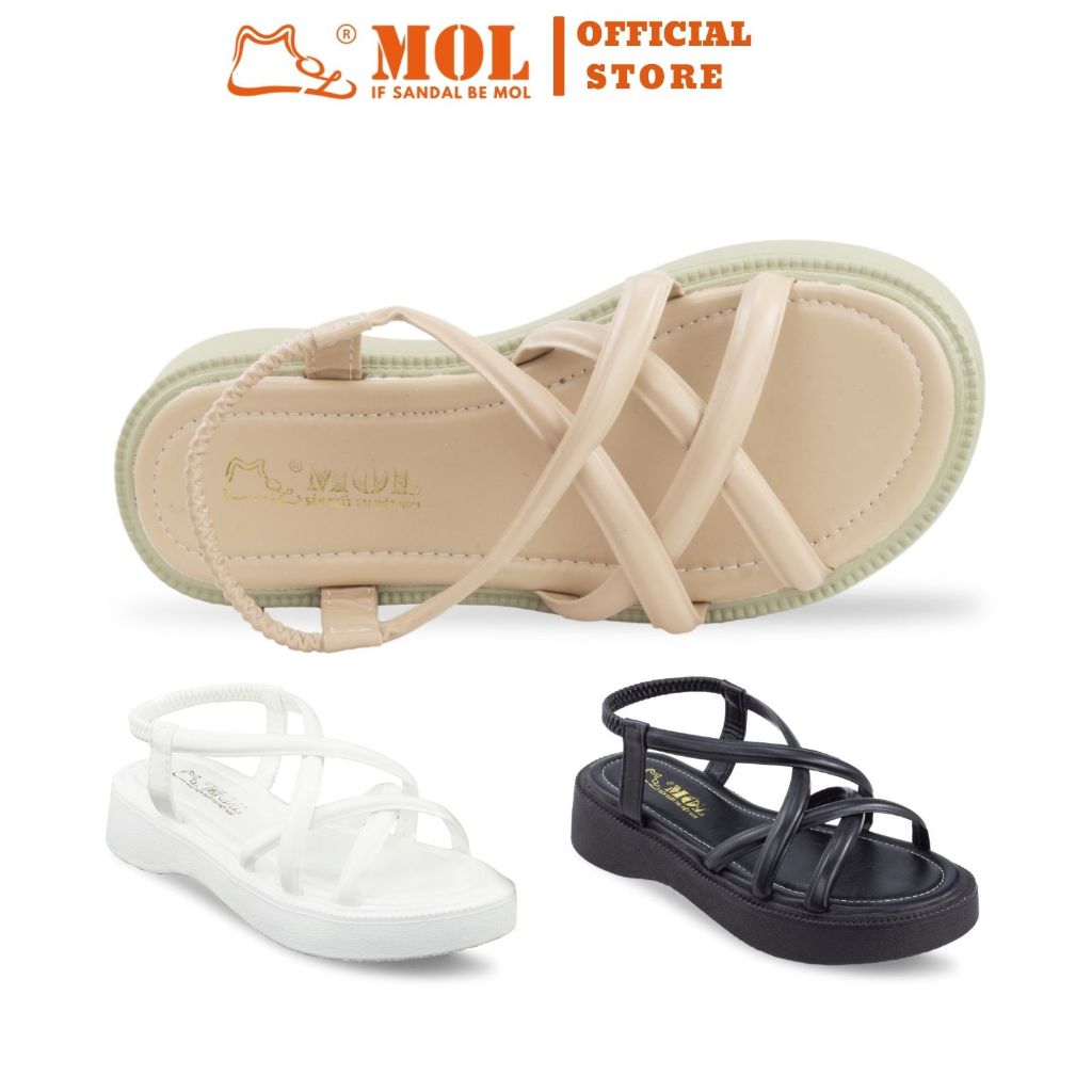 Ảnh Sandal nữ đế bánh mì cao 4cm quai chéo hiệu MOL HM11 1
