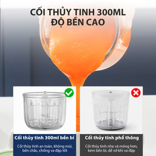Máy xay Samono cối thủy tinh 300ml 200W xay thịt/ tỏi ớt đa năng/thức ăn dặm cho bé SW-MC200S