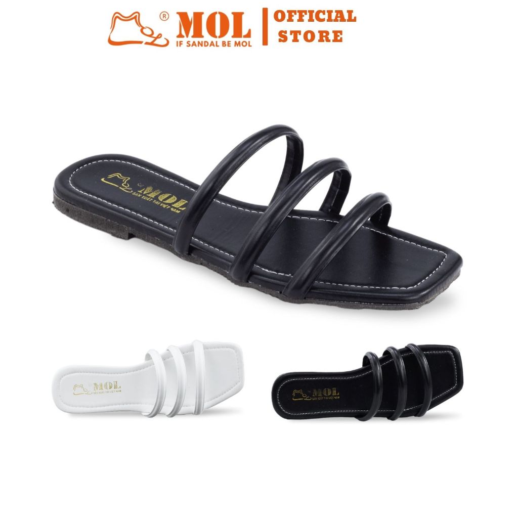 Ảnh Dép nữ 3 quai ngang đế slim siêu mõng cao 1,3cm hiệu MOL HM8 hot trend (Form nhỏ cần tăng size) 1