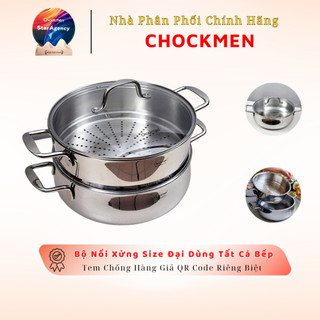 Bộ Nồi Xửng Chockmen 28cm/30cm Kèm Nắp Kính Bộ Hấp Chockmen Size Đại
