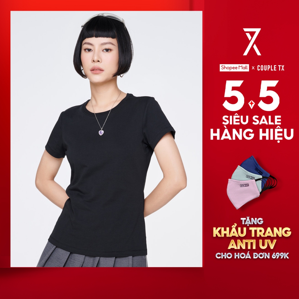 Ảnh Áo Thun Nữ Couple TX Cổ Tròn Basic Vải Đốm Form Slim Ôm WTS 2375 1