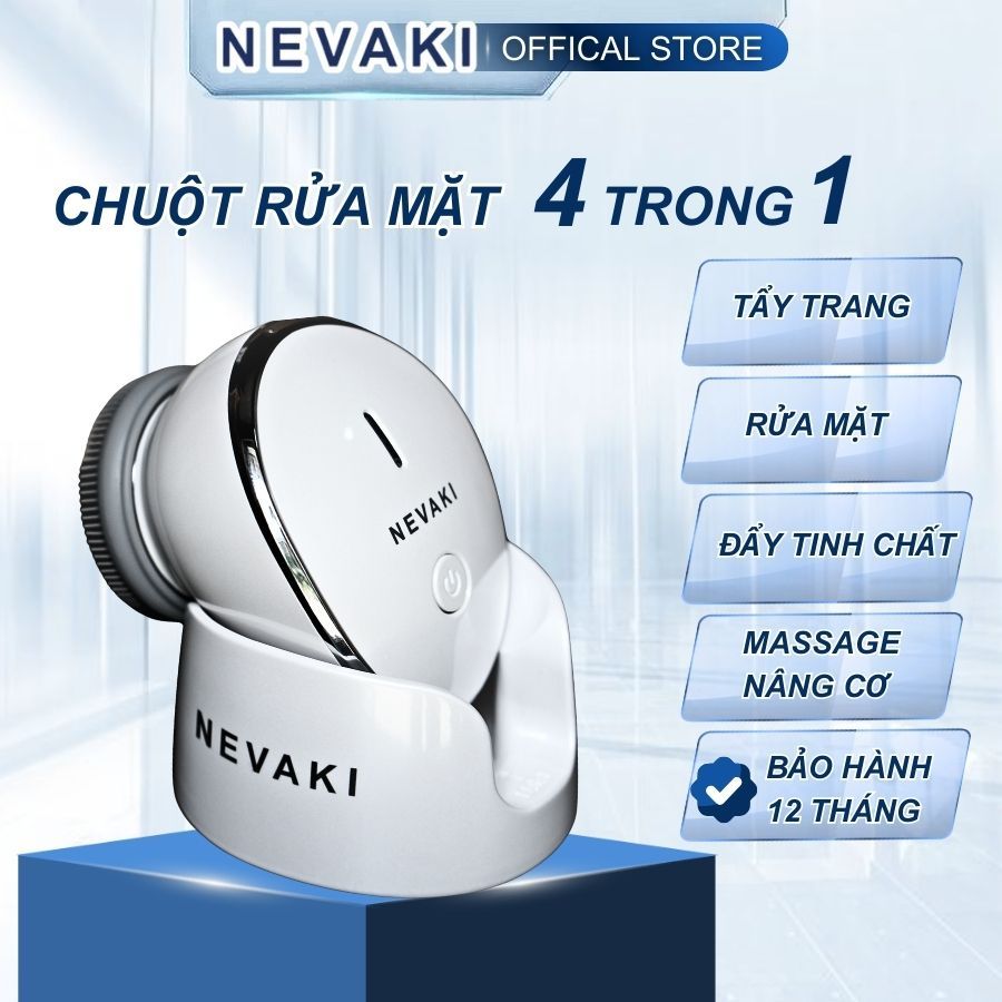 Chuột Rửa Mặt NEVAKI 4 trong 1 kèm chức năng Tẩy Trang, Đẩy Tinh Chất, Nâng Cơ, Rửa Mặt - Bảo Hành 365 Ngày