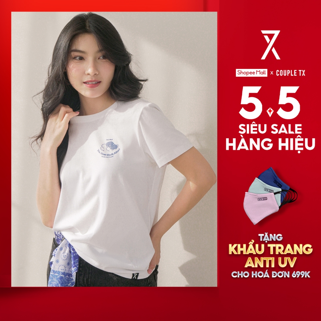 Ảnh Áo Thun Nữ Couple TX Hình Thêu Pet Club 100% Coton WTS 2416 1