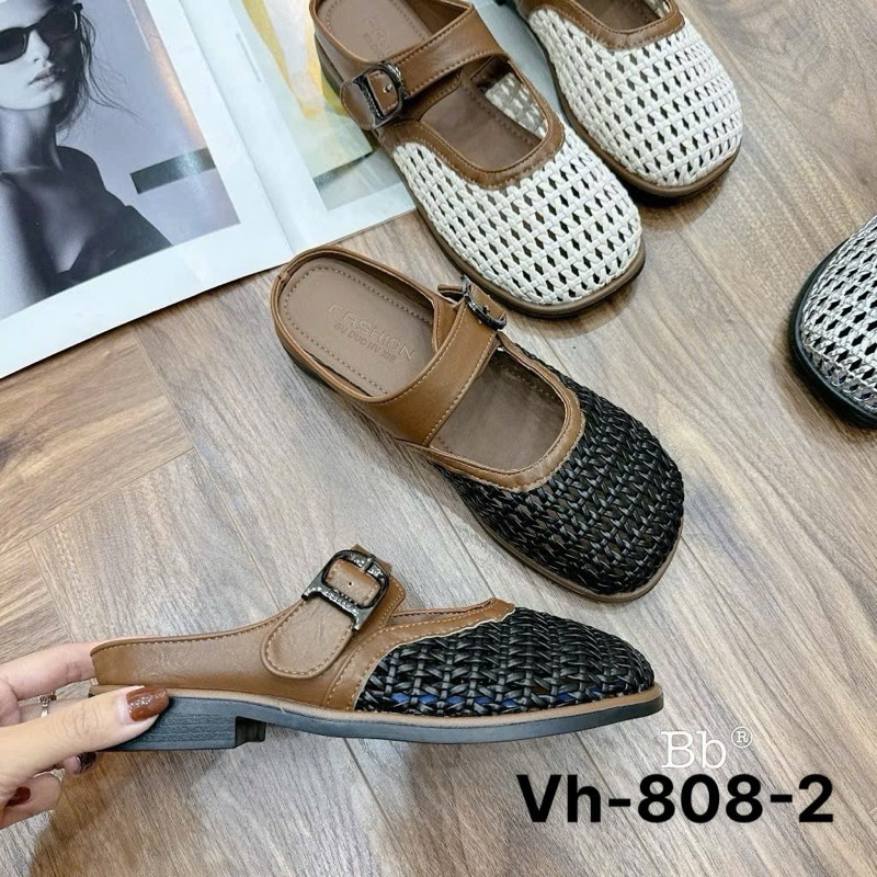 Giày sục nữ mũi rọ chất cói đế bệt phong cách Vintage - Tiệm Giày Quý ...