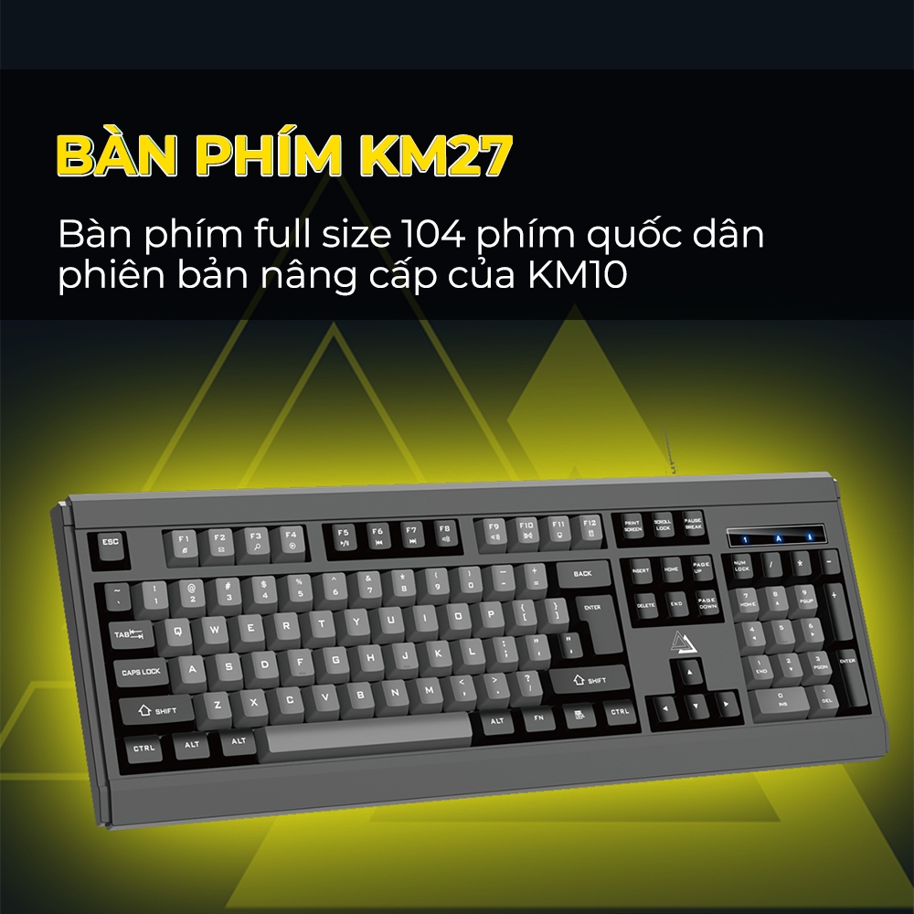 Bàn phím máy tính có dây SIDOTECH KM27Plus full size 104 phím chống ồn chống nước laptop văn phòng | BigBuy360 - bigbuy360.vn