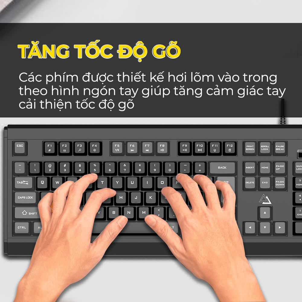 Bàn phím máy tính có dây SIDOTECH KM27Plus full size 104 phím chống ồn chống nước laptop văn phòng | BigBuy360 - bigbuy360.vn
