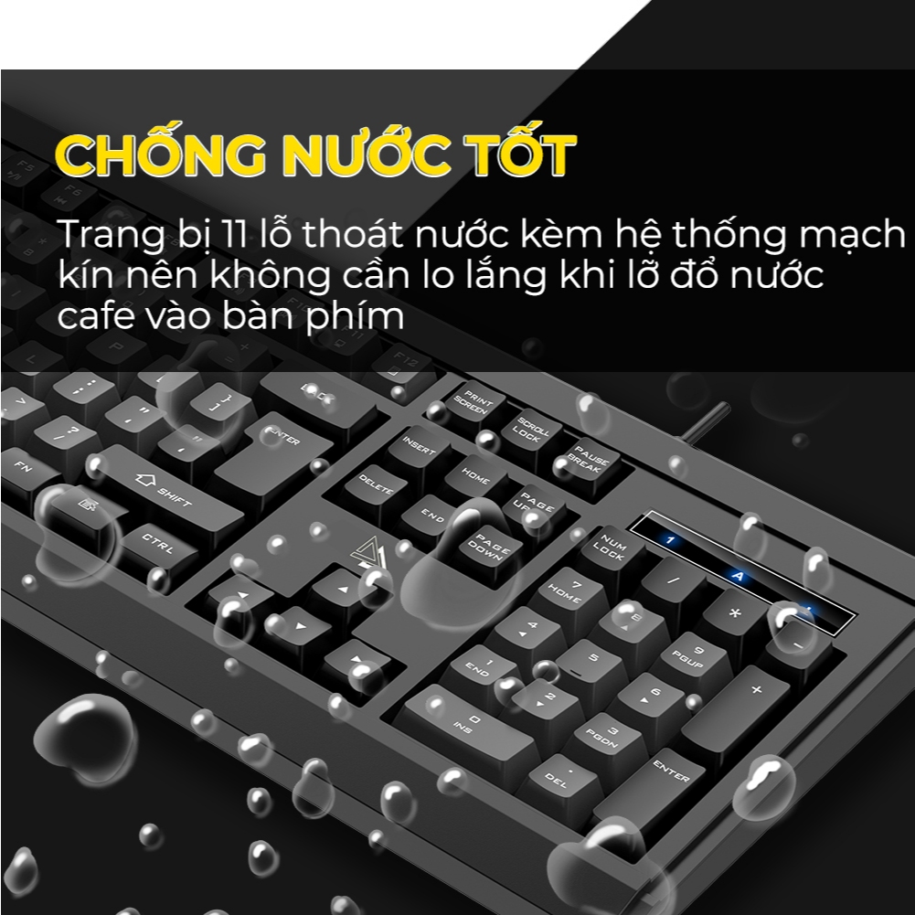 Bàn phím máy tính có dây SIDOTECH KM27Plus full size 104 phím chống ồn chống nước laptop văn phòng | BigBuy360 - bigbuy360.vn