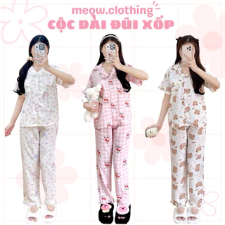 Đồ Bộ Mặc Nhà, Pijama Tay Ngắn Quần Dài Chất Liệu Xốp Đũi Hàn Freesize