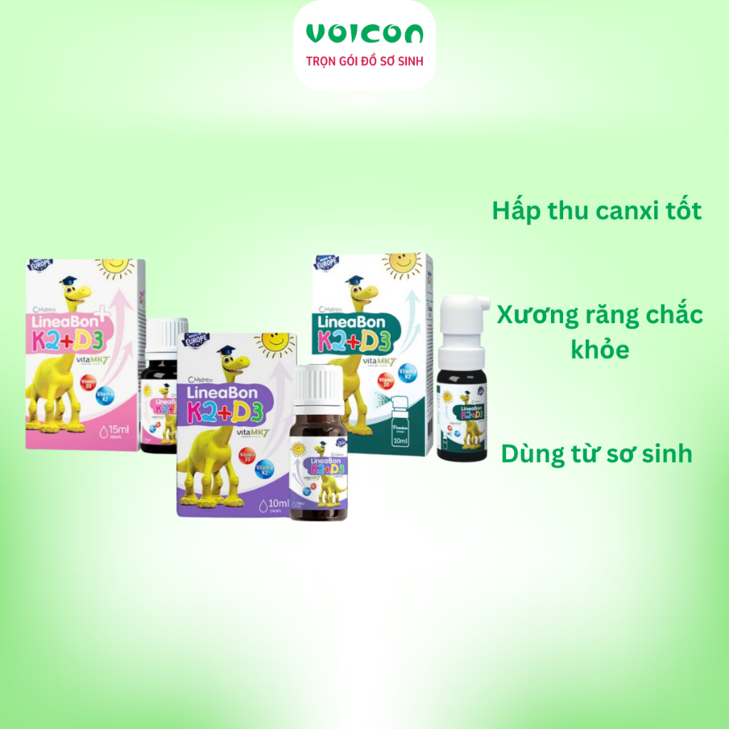 [KÈM QUÀ] Lineabon D3K2 - MK7 tinh khiết tăng chiều cao cho bé dung tích 10ml ,15ml