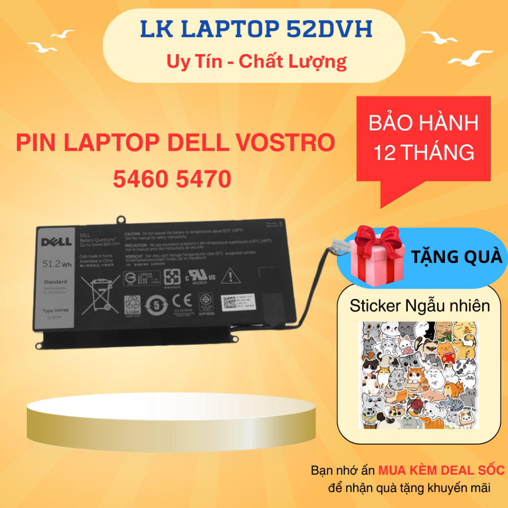 Pin Laptop Dell Vostro 5460 5470 5480 5560 Inspiron 14 5439 V5460D VH748 Mới 100%