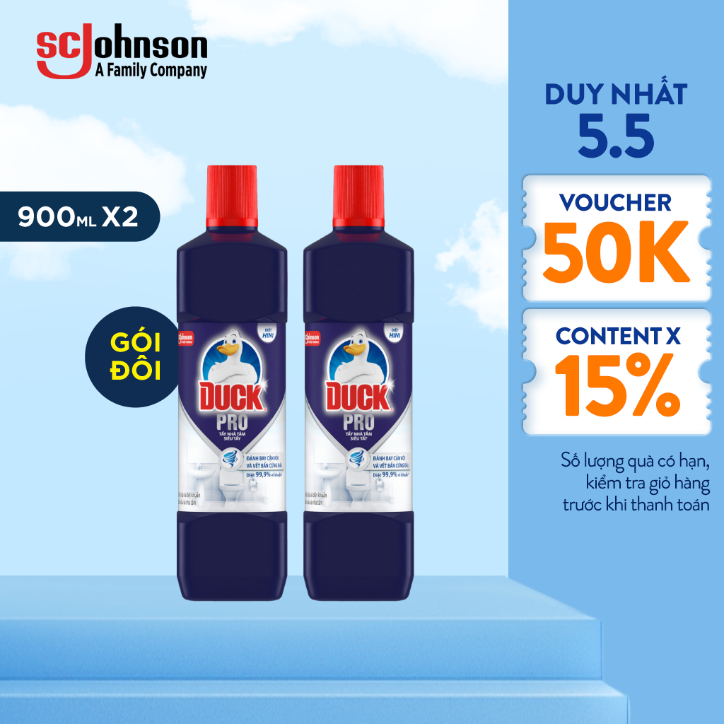 Ảnh DUCK Combo 2 Tẩy Rửa Nhà Tắm Siêu Tẩy Pro 900ml/Chai 1