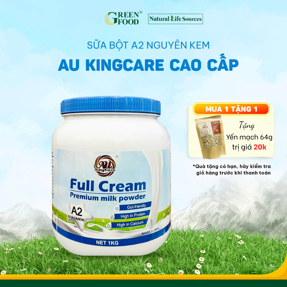 Ảnh Sữa Bột A2 Nguyên kem Cao cấp AU KingCare từ Úc | Hộp 1kg - Pha được 7L, Thơm ngon Giàu Canxi và Đạm 1