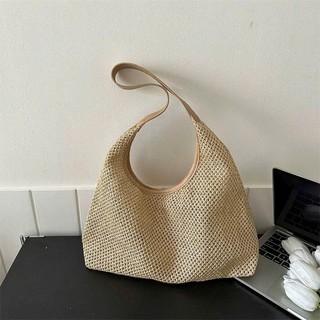 Túi Cói Đi Biển Phối Quai Da Hàng Thủ Công Loại 1 Phong Cách Basic Dễ Phối Đồ Dành Cho Nữ - Túi Cói Đeo Vai